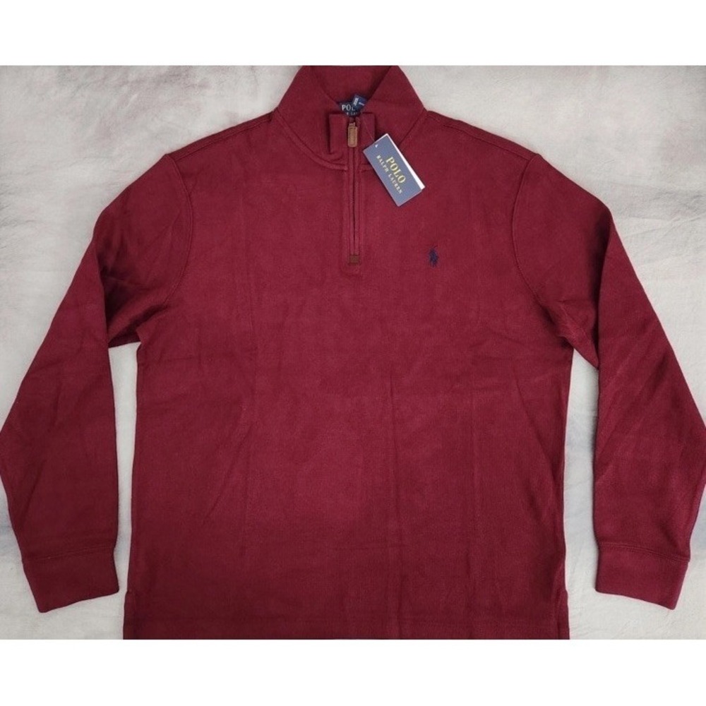 New $125 Polo Ralph Lauren Classic Rib 1/4 Zip Wine Pullover Sweater Men's XXL‎